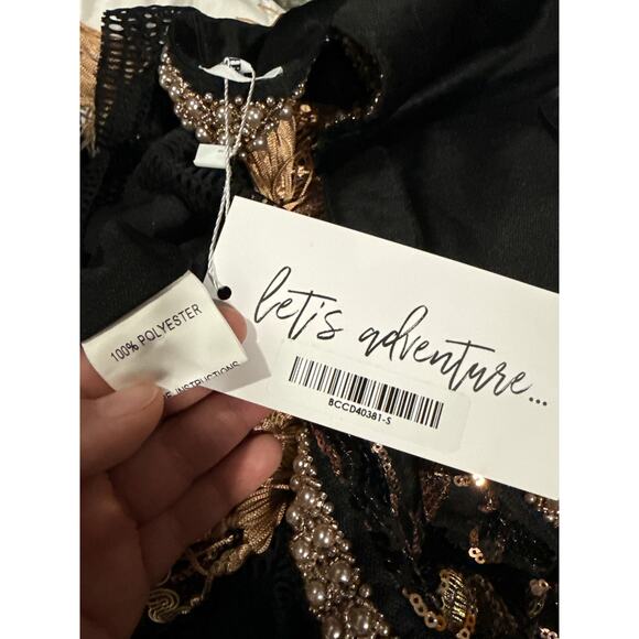 12th Tribe Like Gold Dust Sequin Fringe Dress, S - Picture 6 of 6